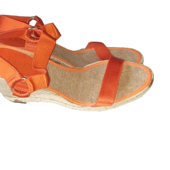 RALPH LAUREN Ilene Braided Espadrilles With Orange Elastic Straps Sz 11B - Picture 5 of 5